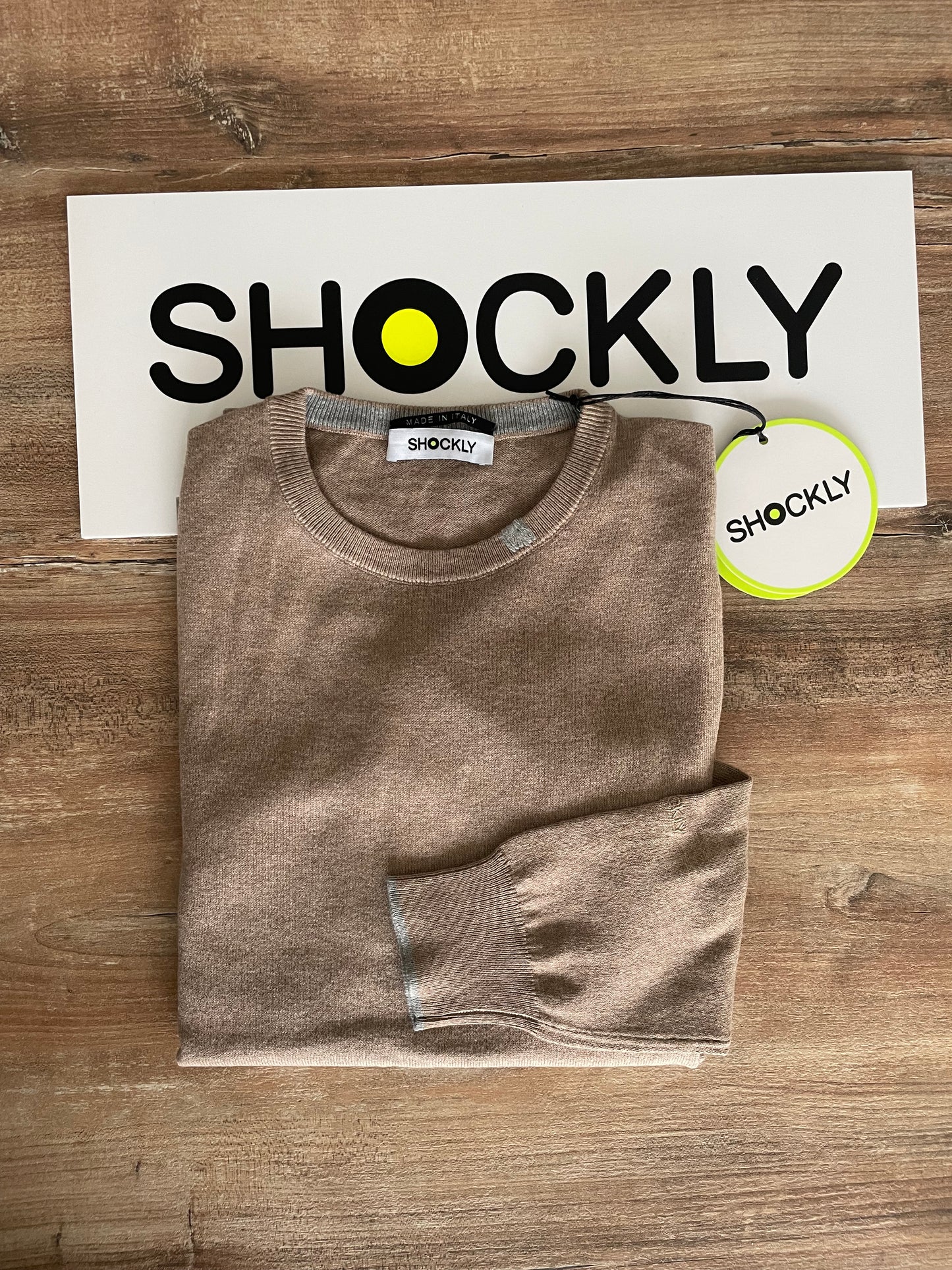 Maglia Uomo Shockly Beige sabbia | Cashmere e Cotone, Girocollo, Elegante e Calda Made in Italy