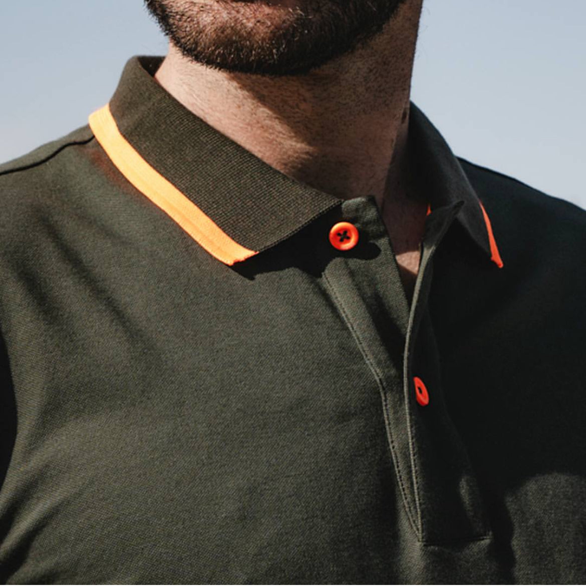 Shockly Polo Uomo verde militare SC-50% inserti Fluo manica corta