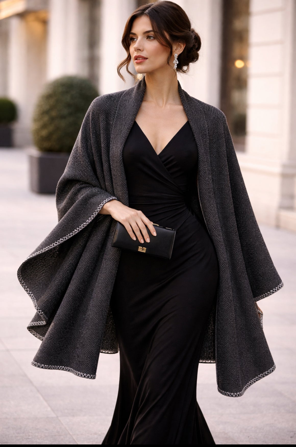 Scialle Donna sciarpa Grande Stola Lana Rasata con Lurex