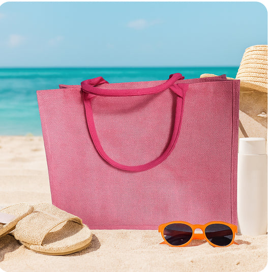 Borsa mare grande spiaggia in tela juta con manico