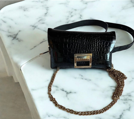 Marsupio Porta Cellulare Nero Donna con Cintura e Tracolla - Emme Fashion Store