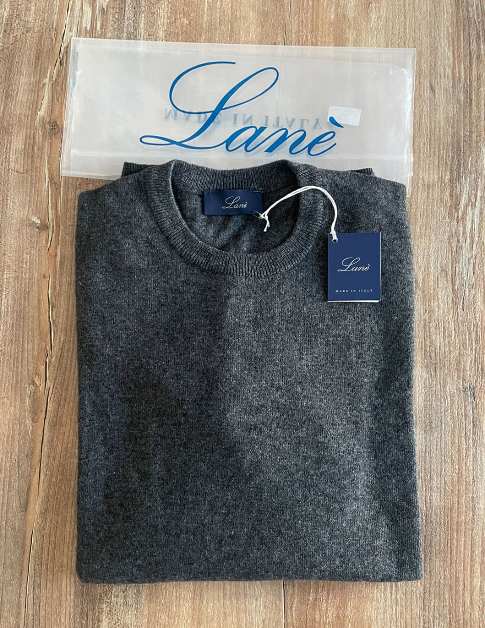 Lané maglia uomo grigio antracite girocollo Cashmere e Lana Made in Italy