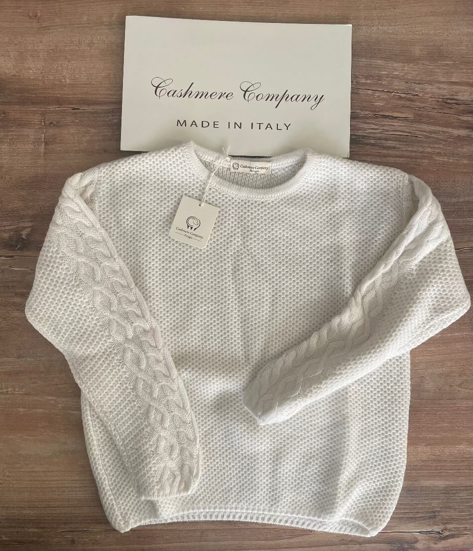 Cashmere Company Maglia Donna Bianco Girocollo | Lana e Alpaca, Made in Italy