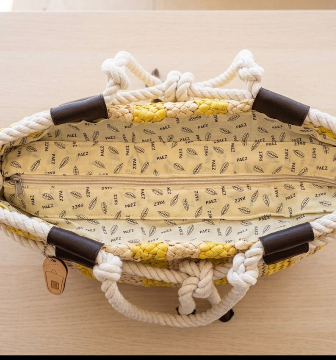 Borsa da Mare in Paglia a Righe Paez – Borsa Spiaggia Grande con Cerniera