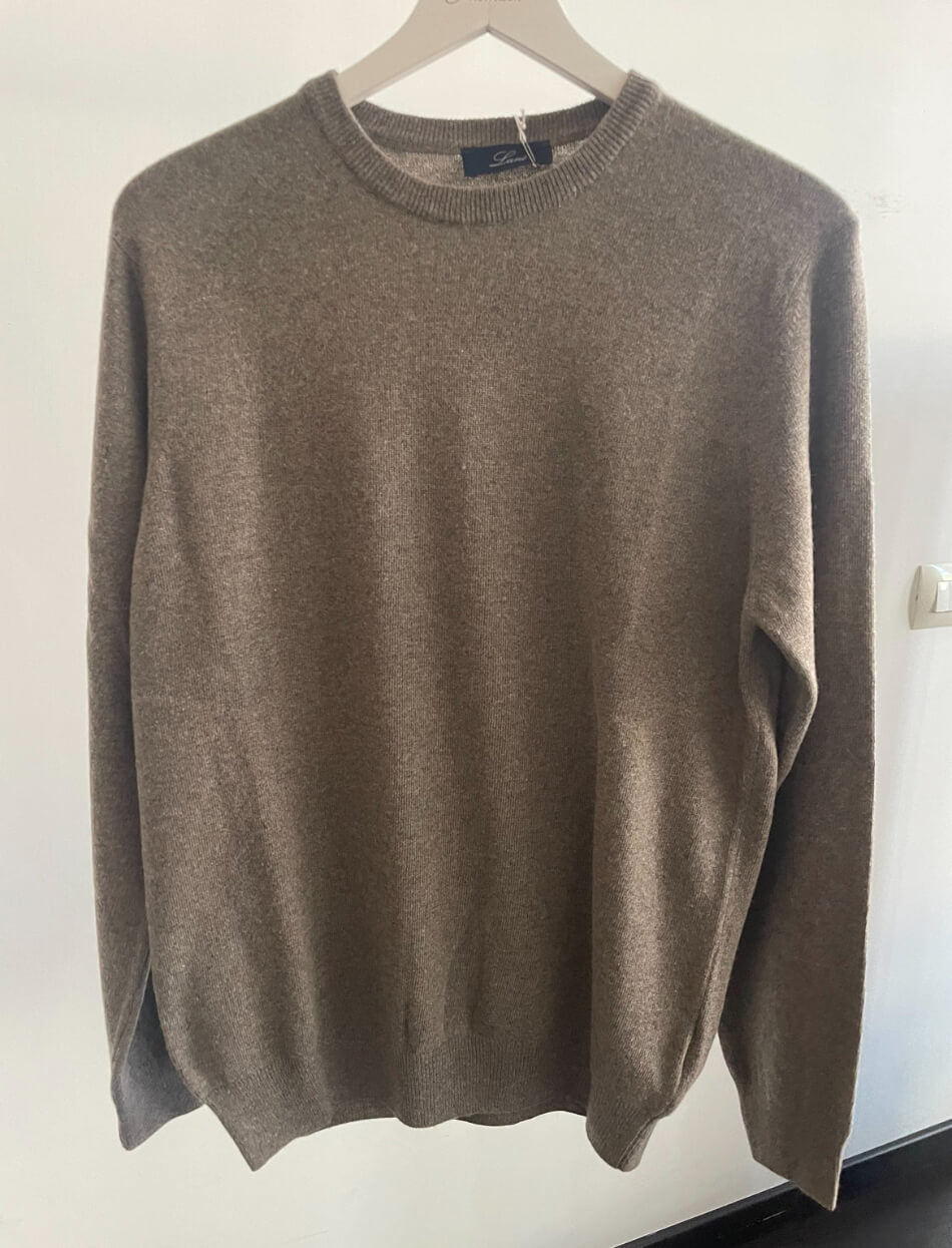 Lané maglia uomo tortora girocollo Cashmere e Lana Made in Italy