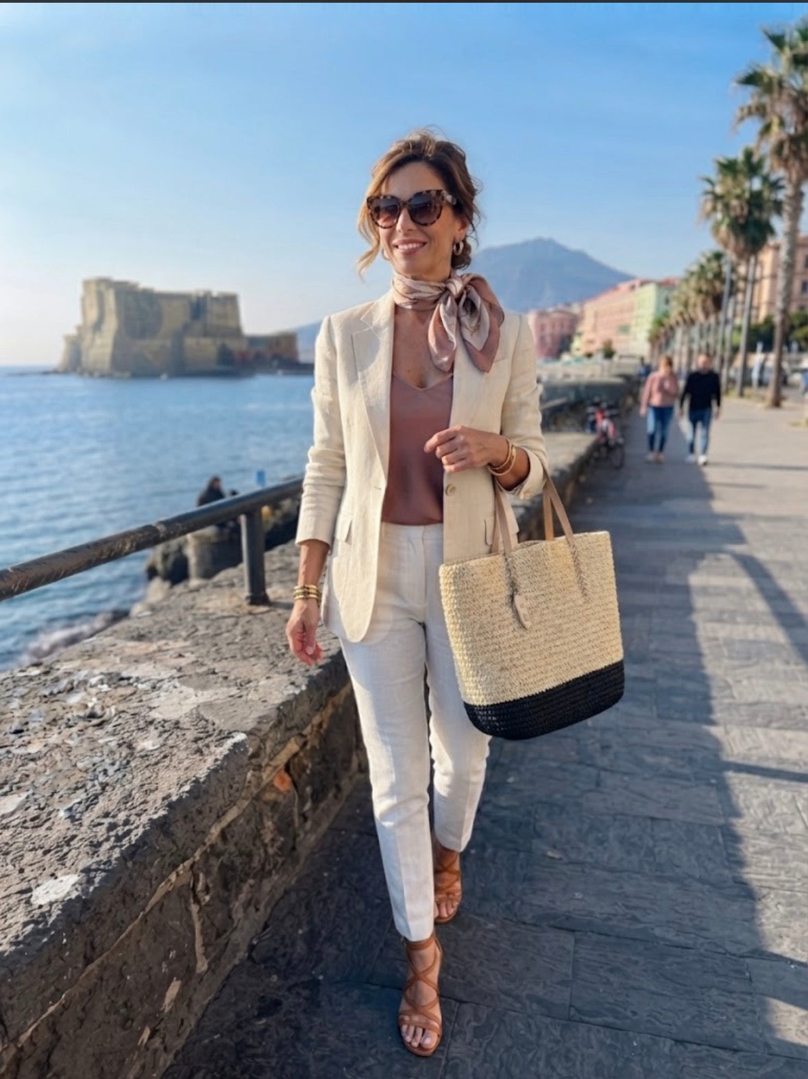 Borsa donna mare in paglia intrecciata natural