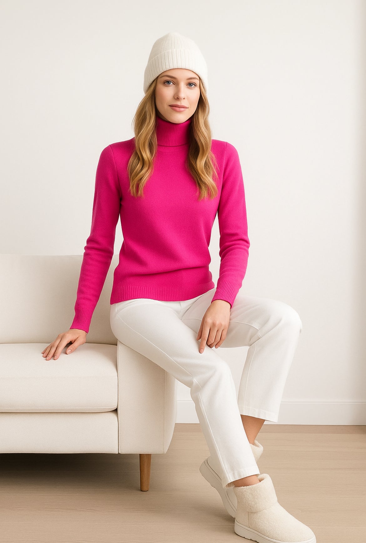 Cashmere Company Dolcevita Donna Fuxia Cashmere Lana - Made in Italy