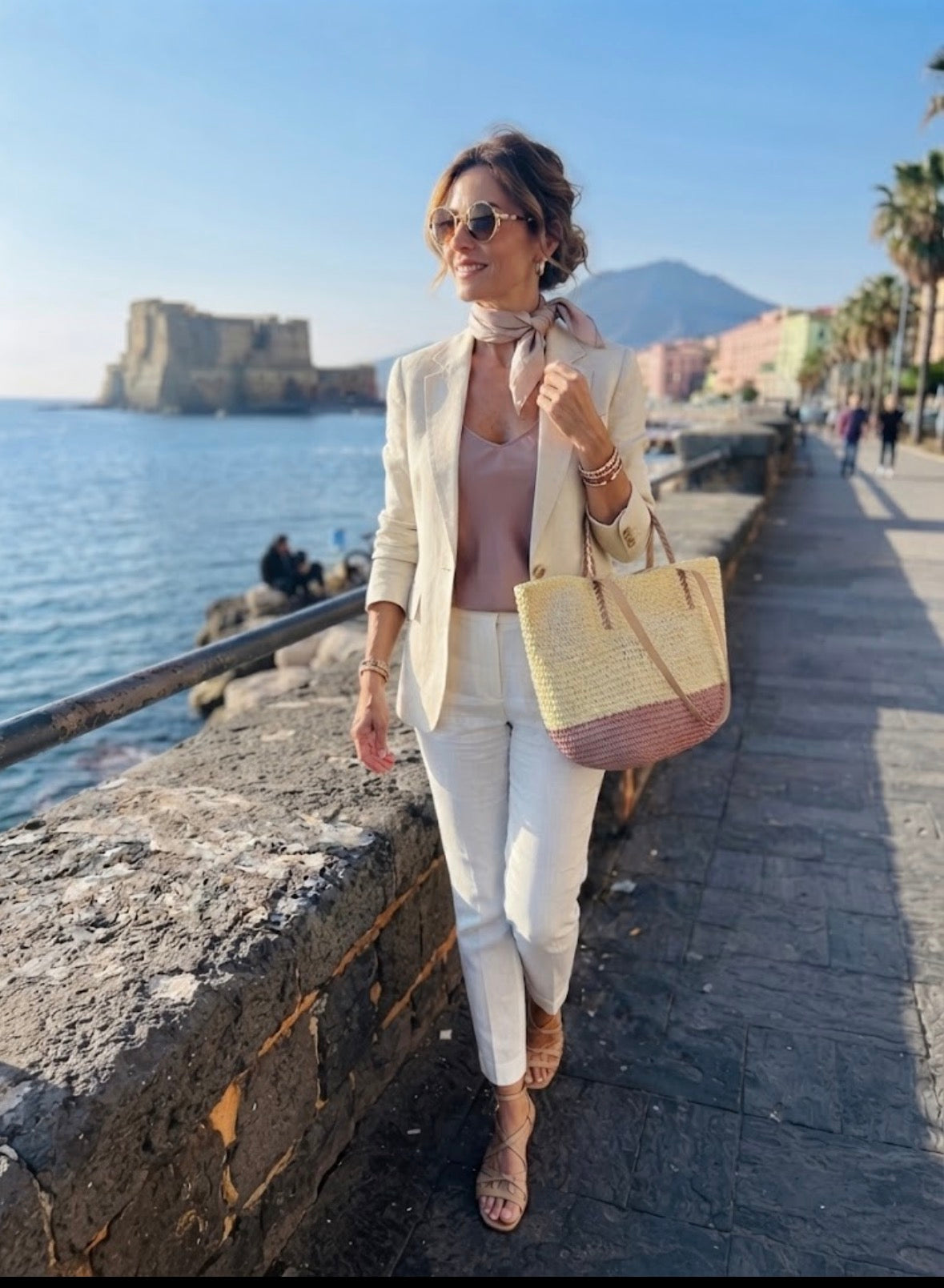 Borsa donna mare in paglia intrecciata natural