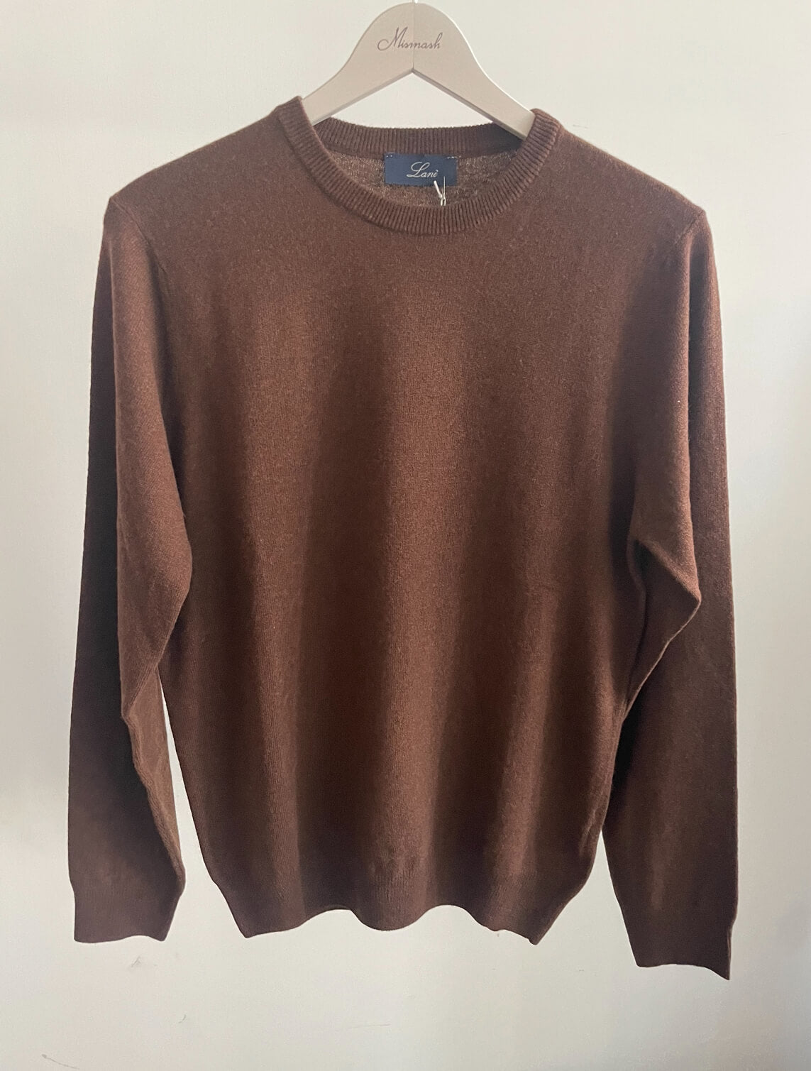 Lané maglia uomo marrone girocollo Cashmere e Lana Made in Italy
