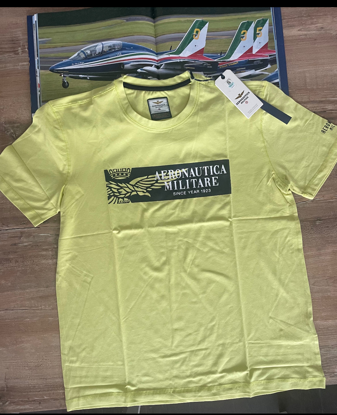 Aeronautica Militare T-shirt uomo giallo Lime Sc-50%  Girocollo manica corta
