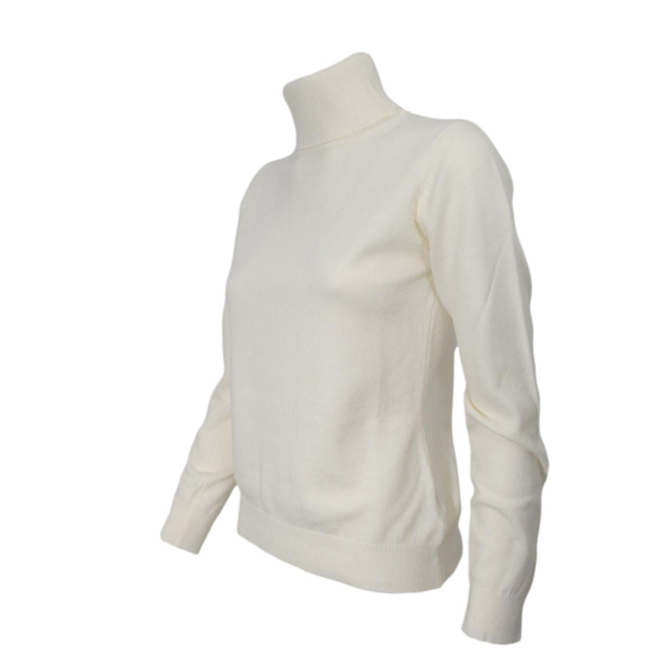 Cashmere Company Maglia donna Dolcevita Col Bianco in lana rasata pullover Made in Italy Cashmere e Lana