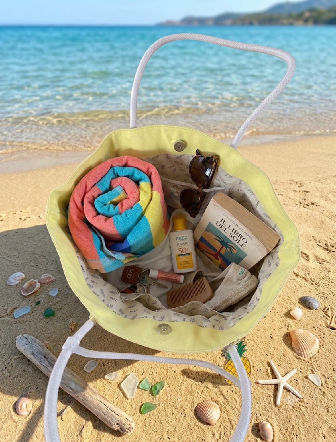 Borsa da Mare Paez in Tela con Stampa Ananas - Collezione Estate