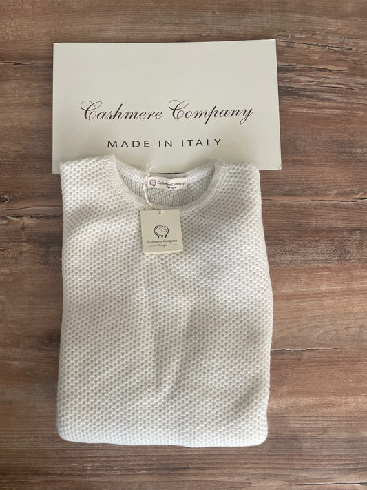 Cashmere Company Maglia Donna Bianco Girocollo Punto Canestro | Lana e Alpaca, Made in Italy