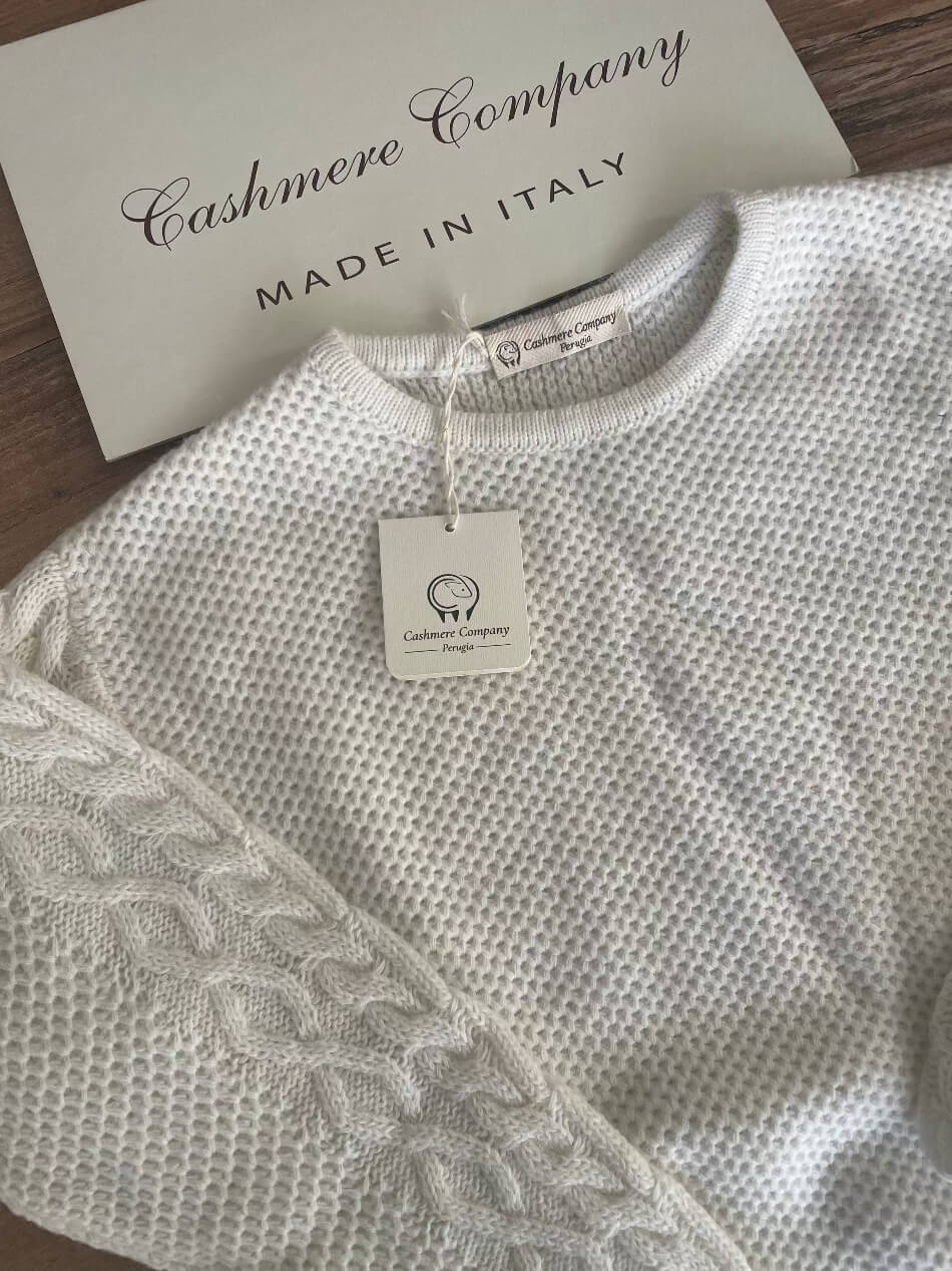 Cashmere Company Maglia Donna Bianco Girocollo | Lana e Alpaca, Made in Italy