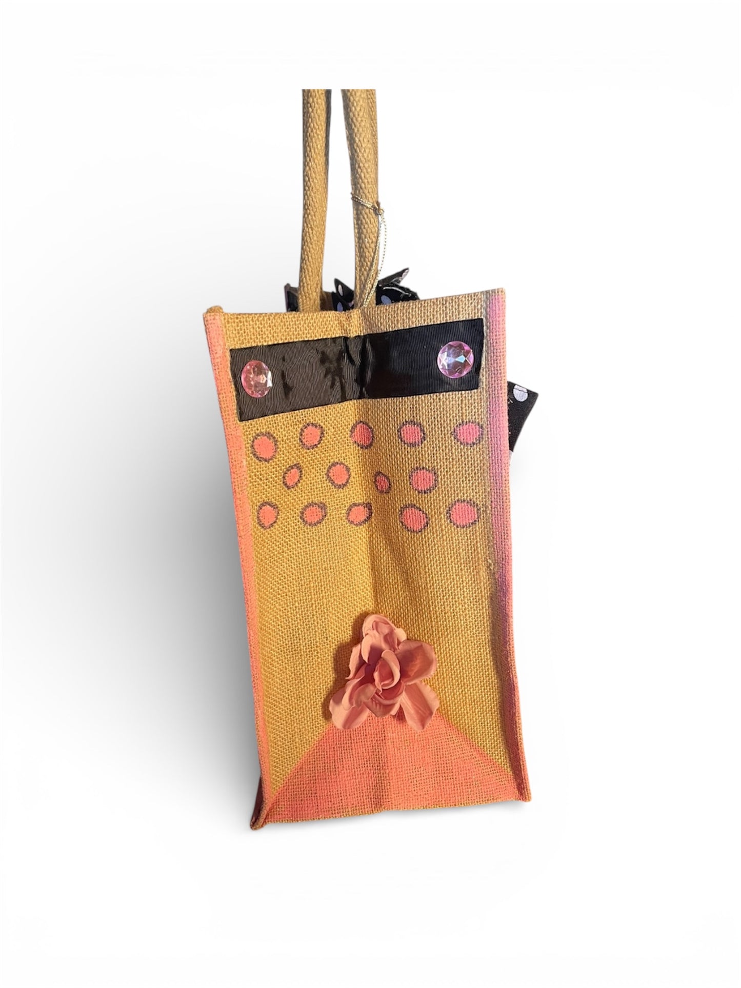 Borsa in Yuta Fatta a Mano con Decorazioni Artigianali – Doppio Manico, Spiaggia e Mare