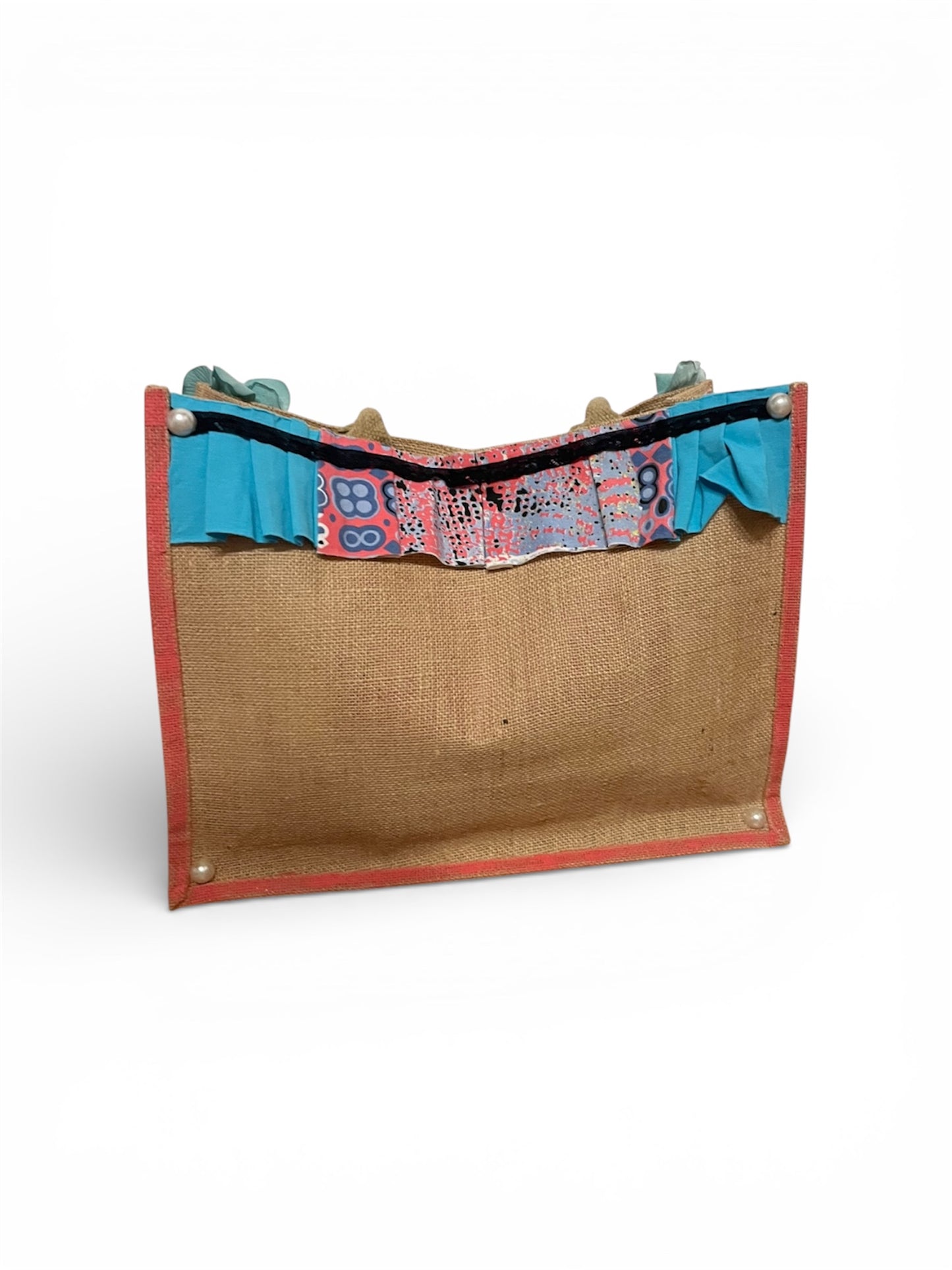 Borsa in Yuta Fatta a Mano con Decorazioni Artigianali – Doppio Manico, Spiaggia e Mare