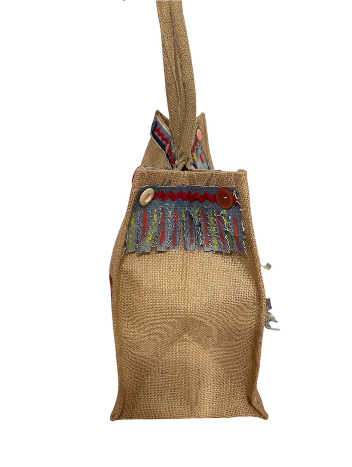 Borsa in Yuta Fatta a Mano con Decorazioni Artigianali – Doppio Manico, Spiaggia e Mare