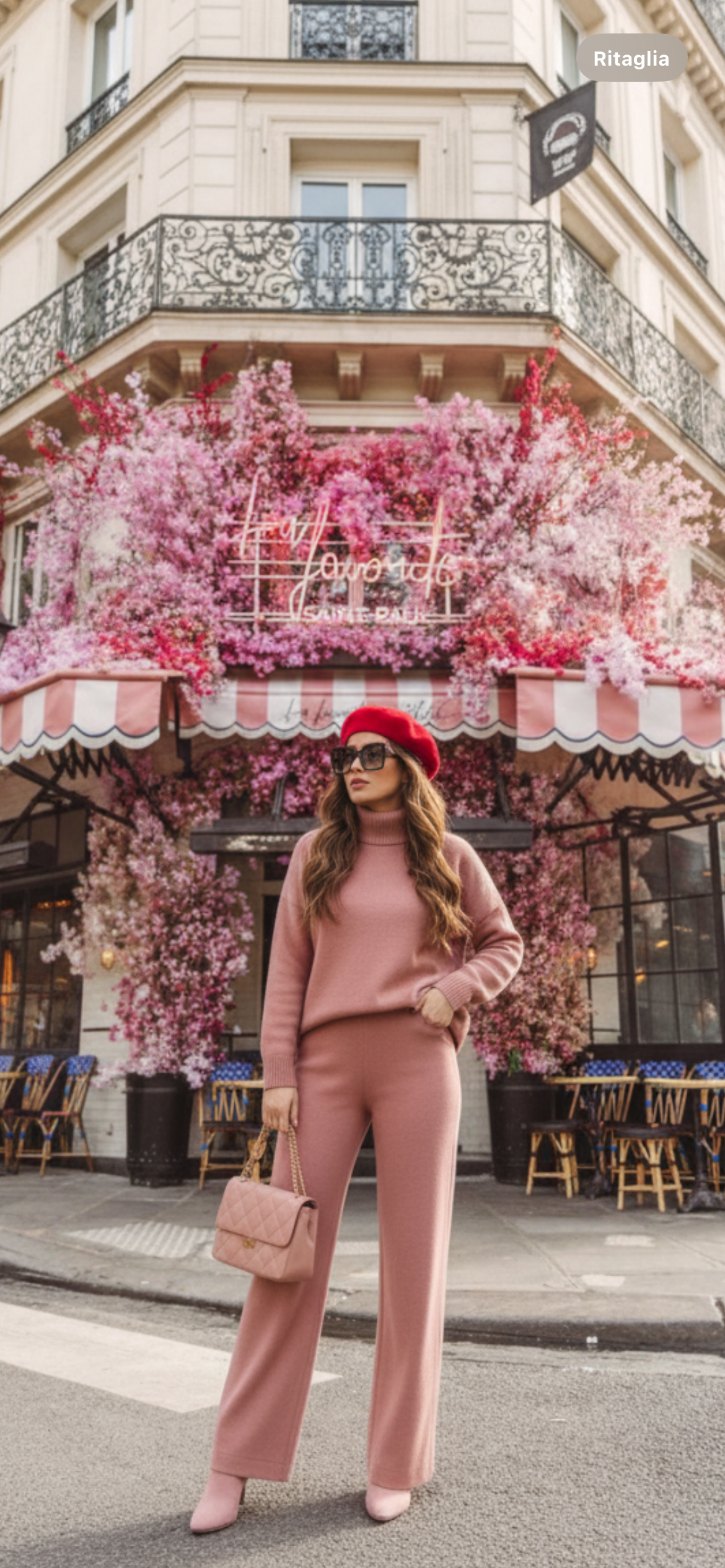 Tuta Donna Lana Rasata Completo Collo Alto Pantalone Palazzo Elegante