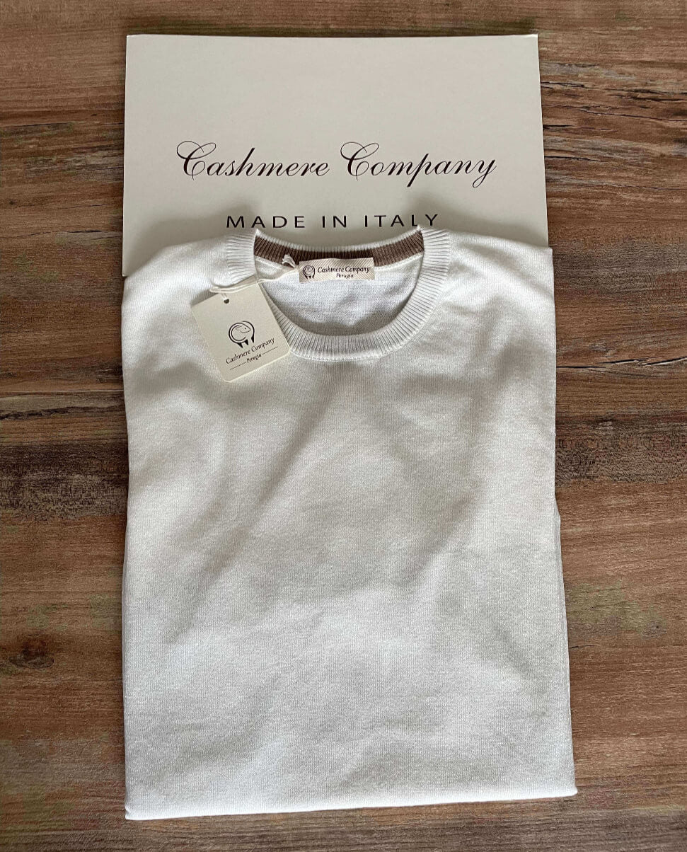 Cashmere Company maglia uomo bianco panna lana Cashmere seta