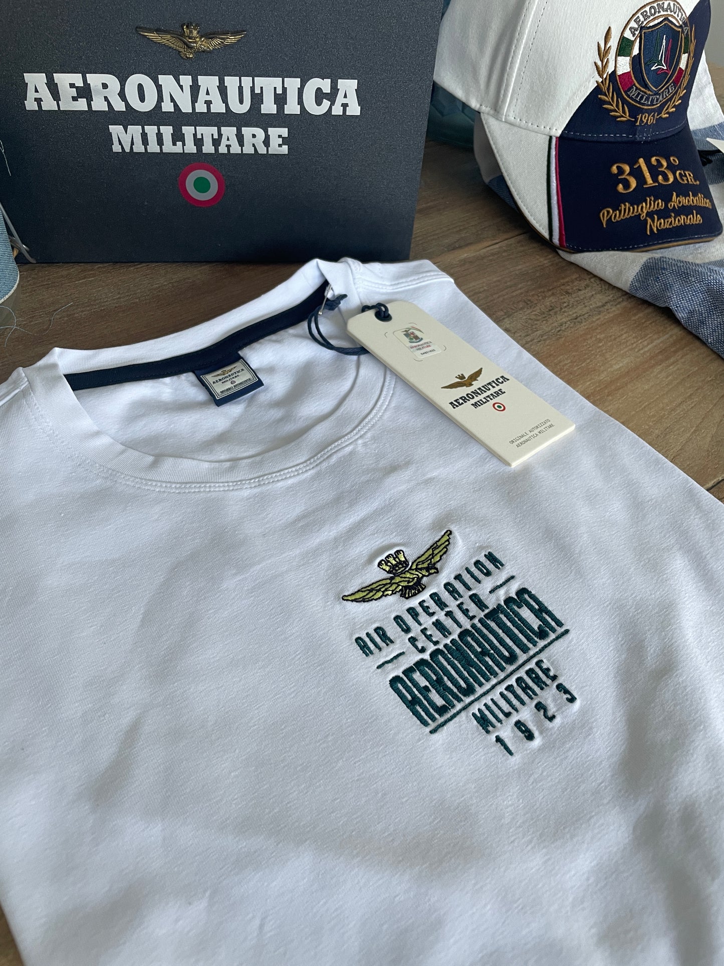 Aeronautica Militare T shirt bianco uomo sc-50% mezza manica