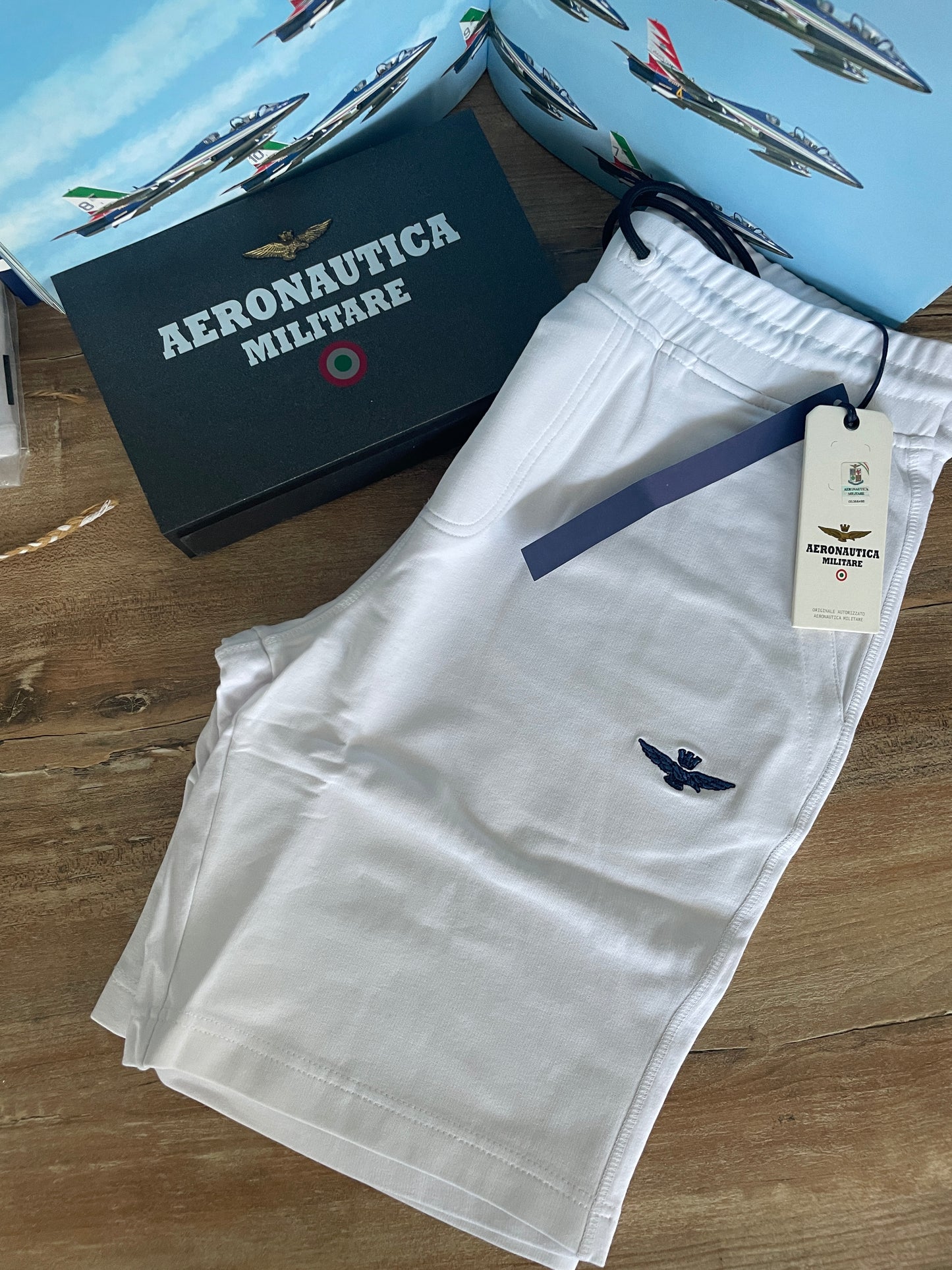 Bermuda Uomo Bianco Aeronautica Militare Felpa Cotone