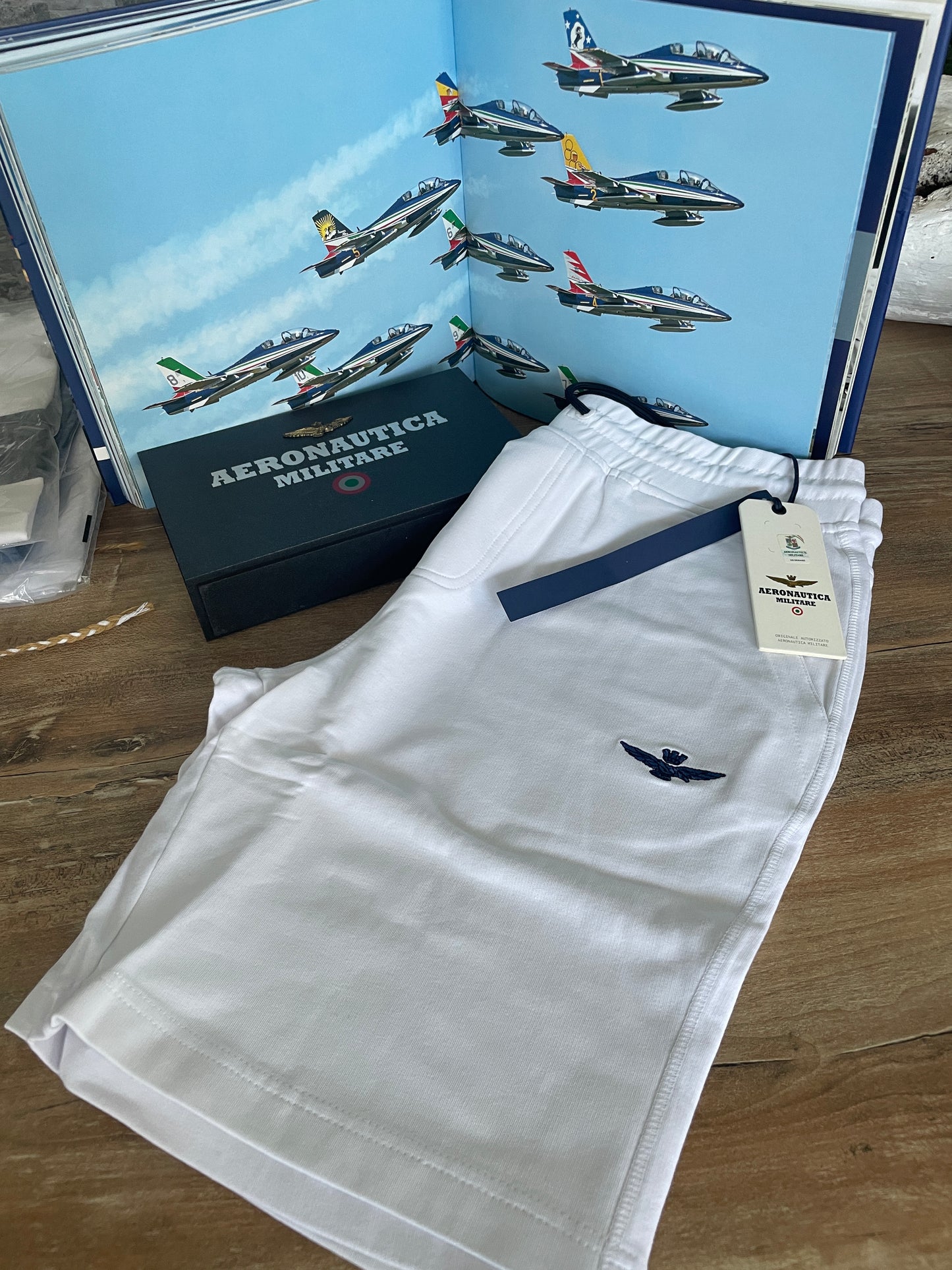 Bermuda Uomo Bianco Aeronautica Militare Felpa Cotone