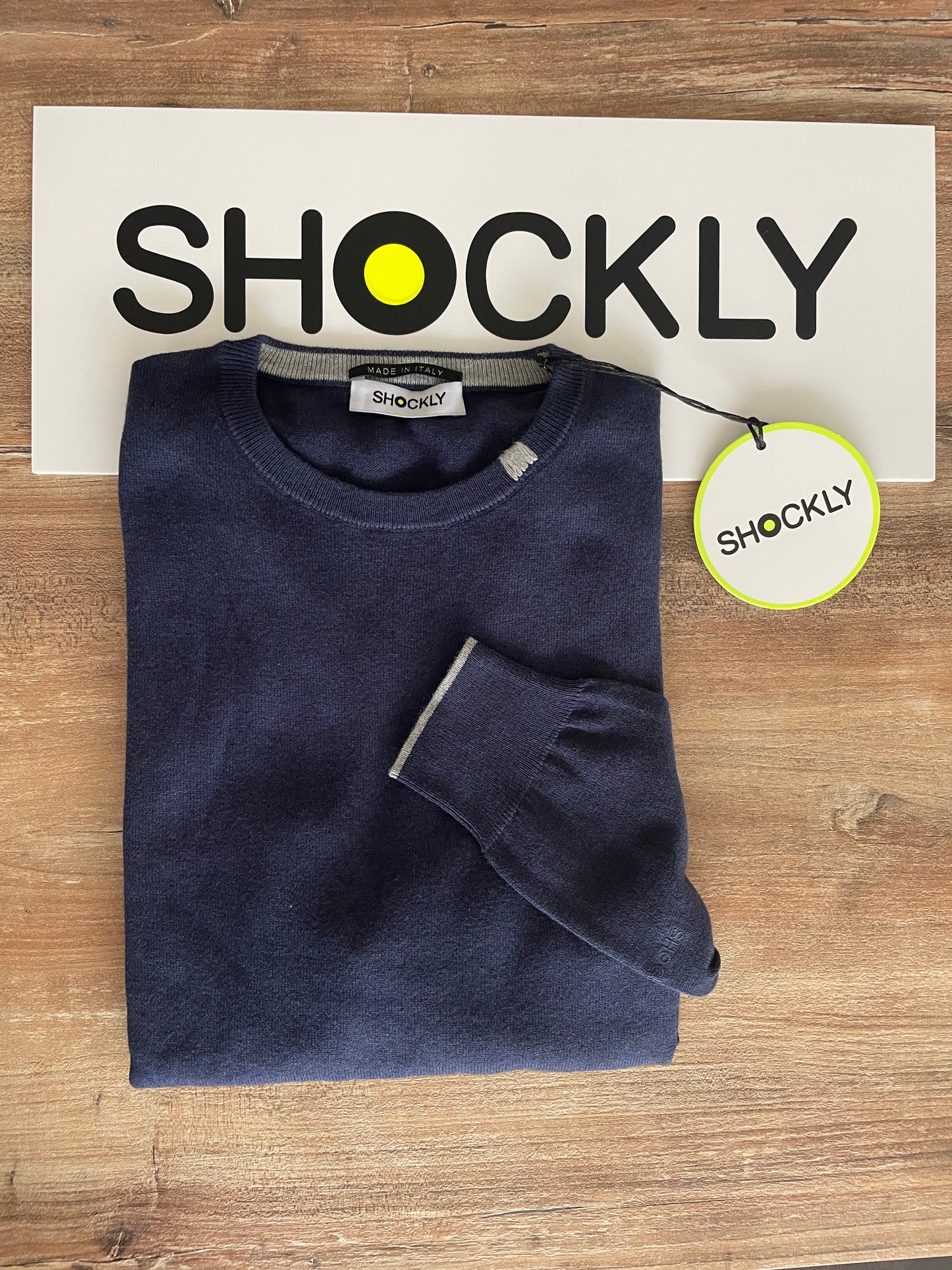 Maglia Uomo Shockly Blu | Cashmere e Cotone, Girocollo, Elegante e Calda Made in Italy