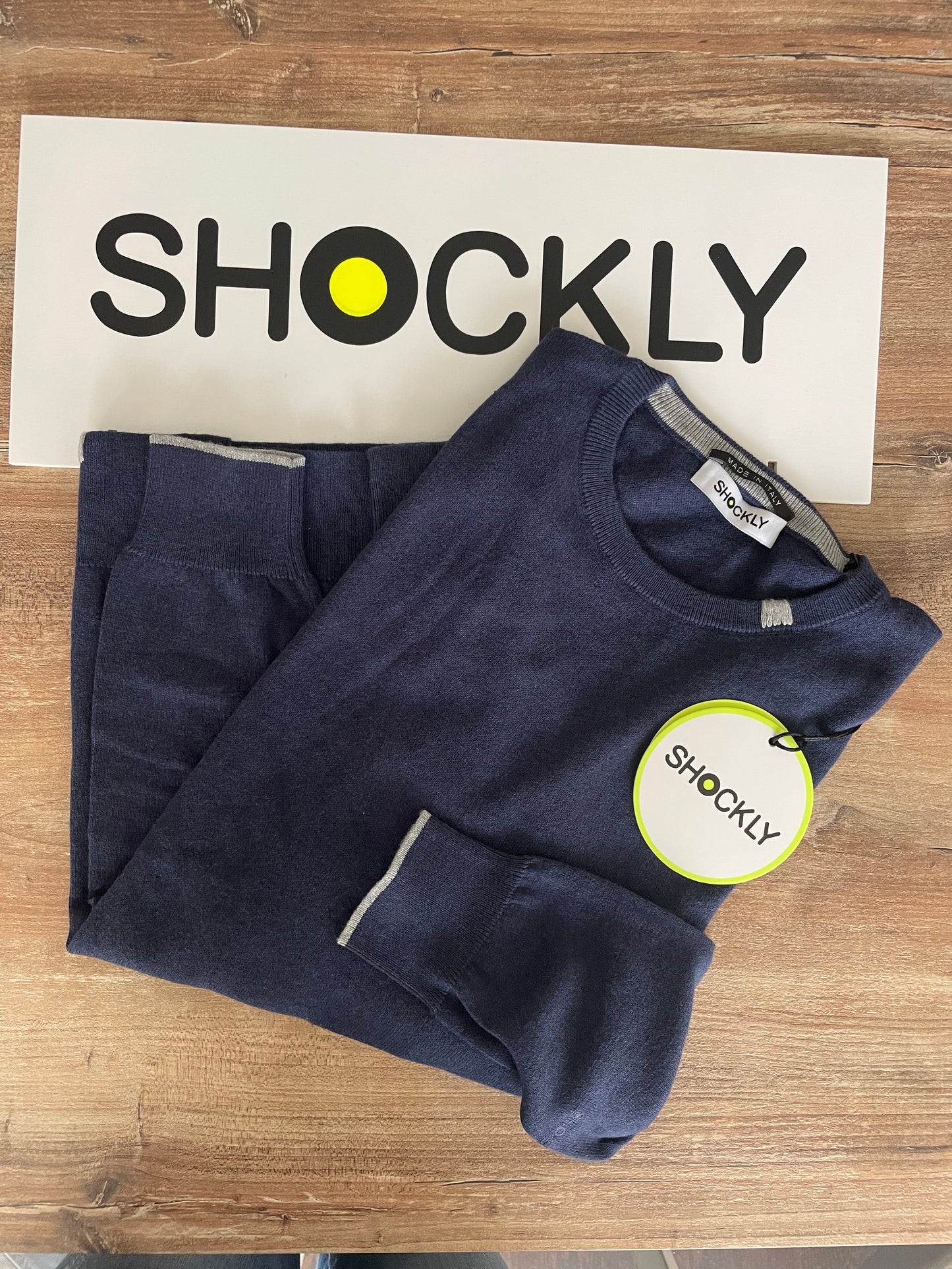 Maglia Uomo Shockly Blu | Cashmere e Cotone, Girocollo, Elegante e Calda Made in Italy