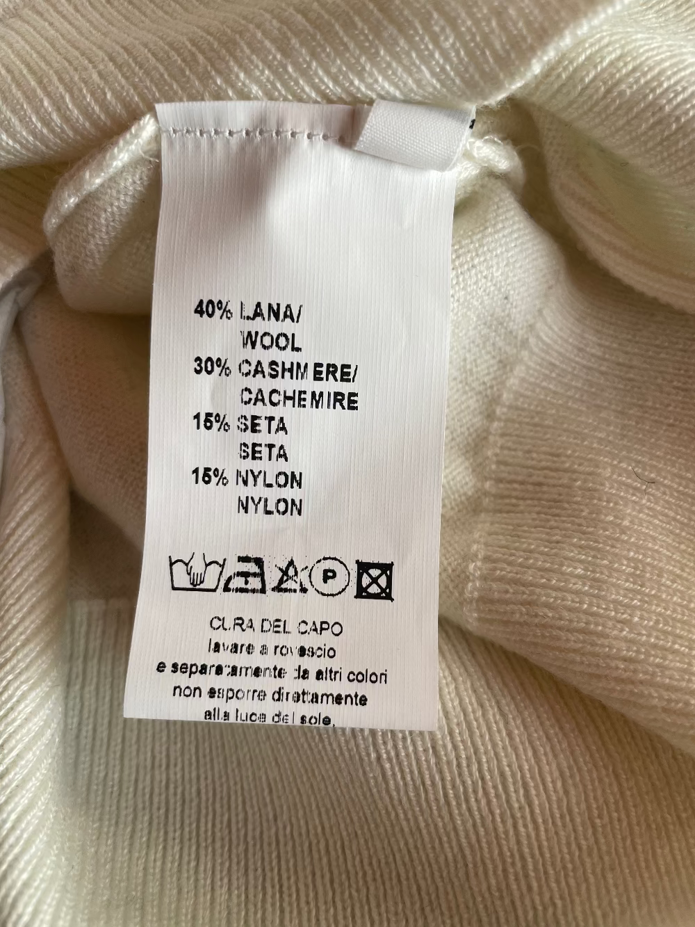 Cashmere Company maglia dolcevita uomo bianco panna SC-50%  lana e Cashmere