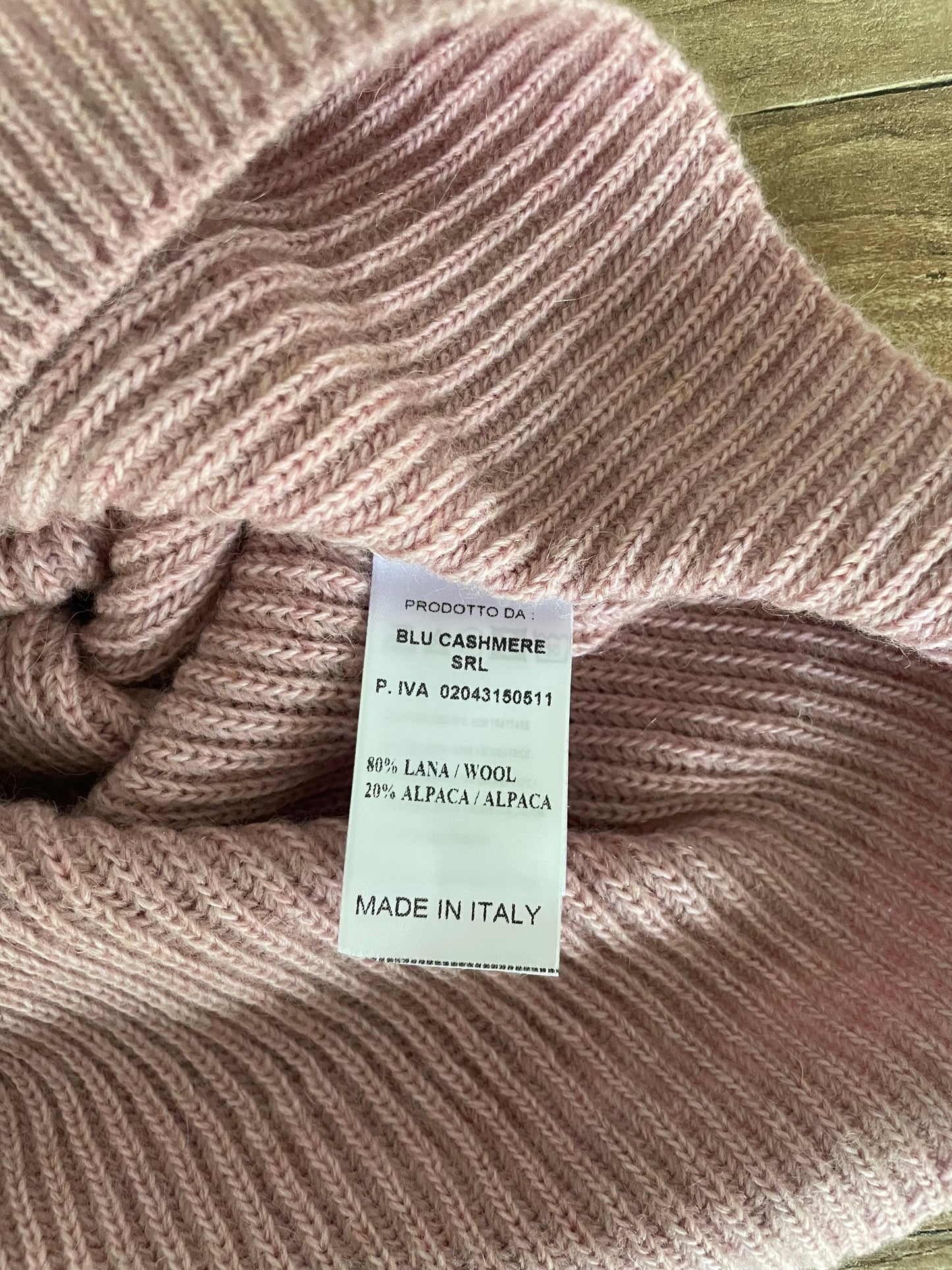 Cashmere Company maglia donna lana e alpaca rosa  dolcevita Costa Inglese Made in Italy