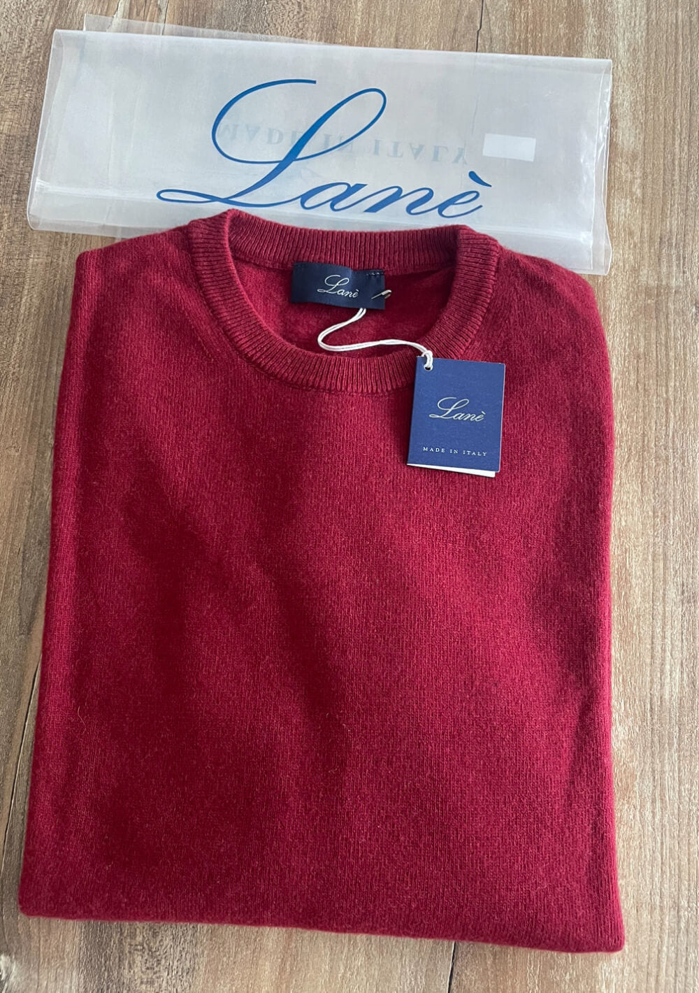 Maglia uomo bordeaux girocollo cashmere e lana Made in Italy Lané, ideale per ogni occasione 