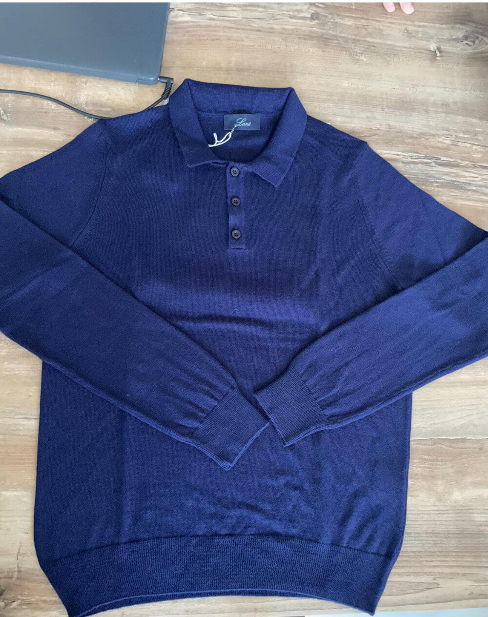 Lanè polo blu inchiostro uomo in lana Made in Italy