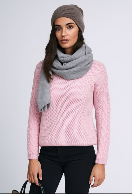 Maglia Donna Cashmere Company Girocollo Rosa Lana e Alpaca - Made in Italy