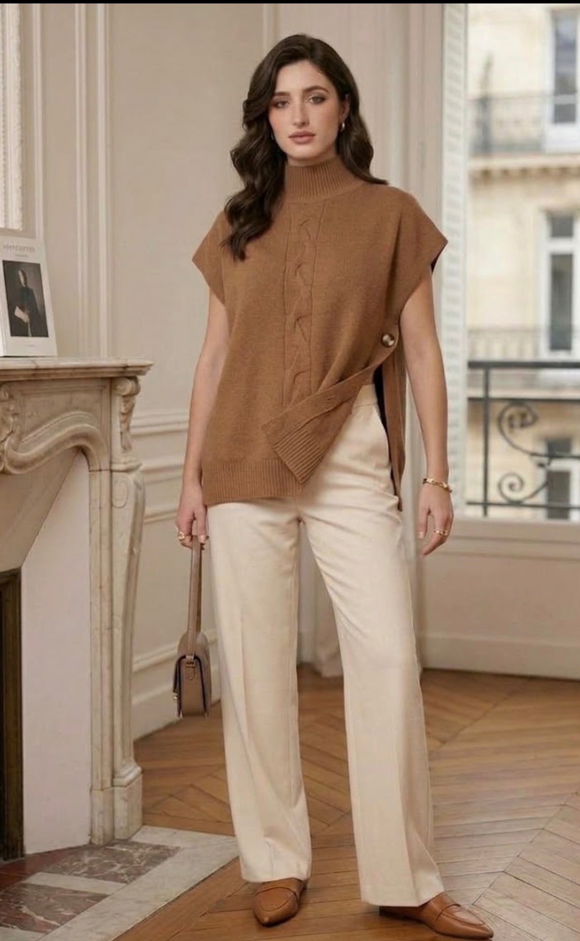 Maglia Poncho Donna Lana Rasata Mezzo Collo Giromanica After