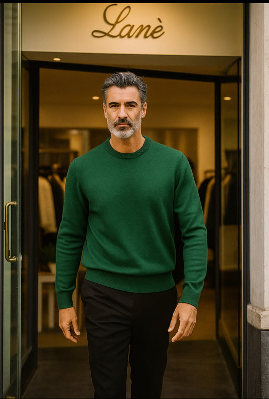Maglia Uomo Sottogiacca Cashmere e Lana Verde Inglese - Eleganza Made in Italy