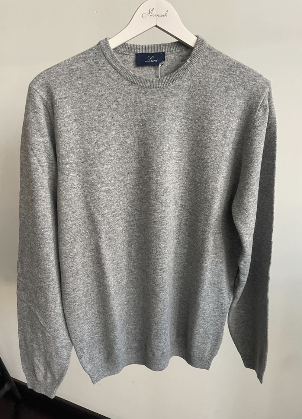 Maglia uomo girocollo grigio cashmere e lana made in Italy Lanè