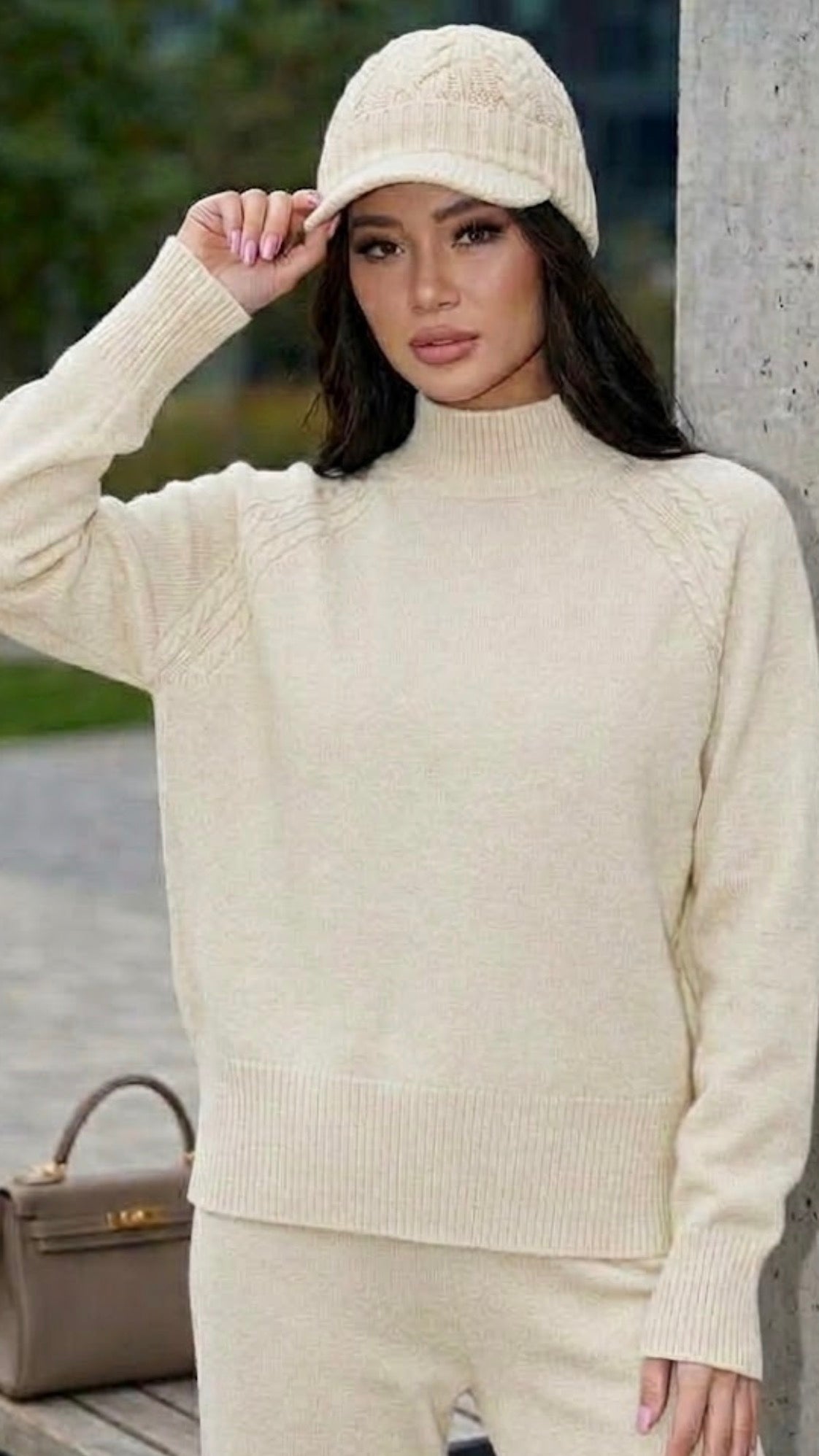 Maglia donna lana rasata mezzo collo over bianco panna After 