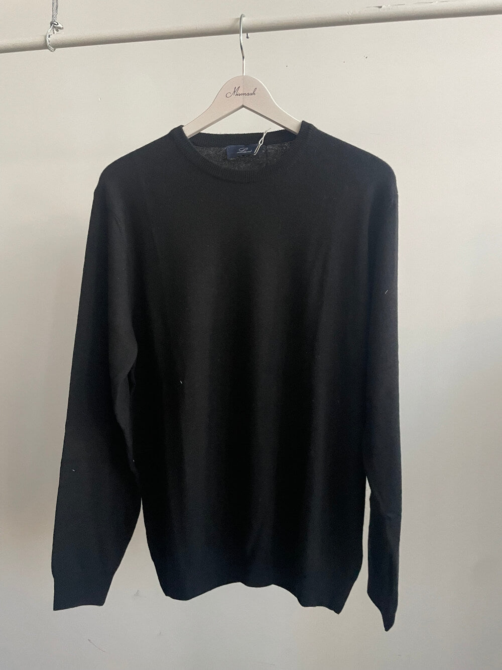 Maglia nero girocollo cashmere e lana Lanè made in Italy