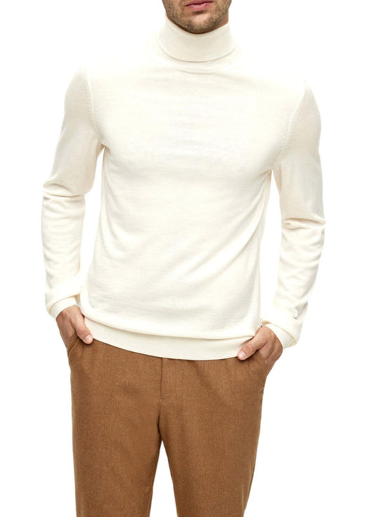 Cashmere Company maglia dolcevita uomo bianco panna SC-50%  lana e Cashmere