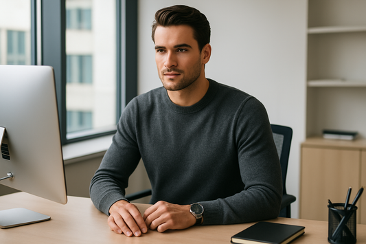 Maglia uomo grigio antracite girocollo cashmere e lana made in Italy Lanè
