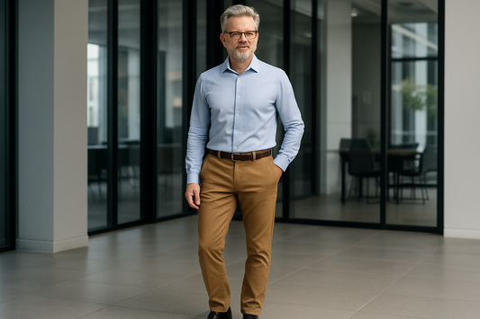 Pantalone Chinos Uomo Elegante - Stile Italiano colore biscotto
