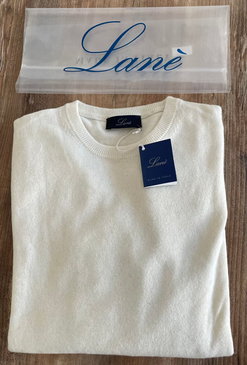 Pullover cashmere uomo girocollo bianco Lana e Cashmere Lanè Made in Italy