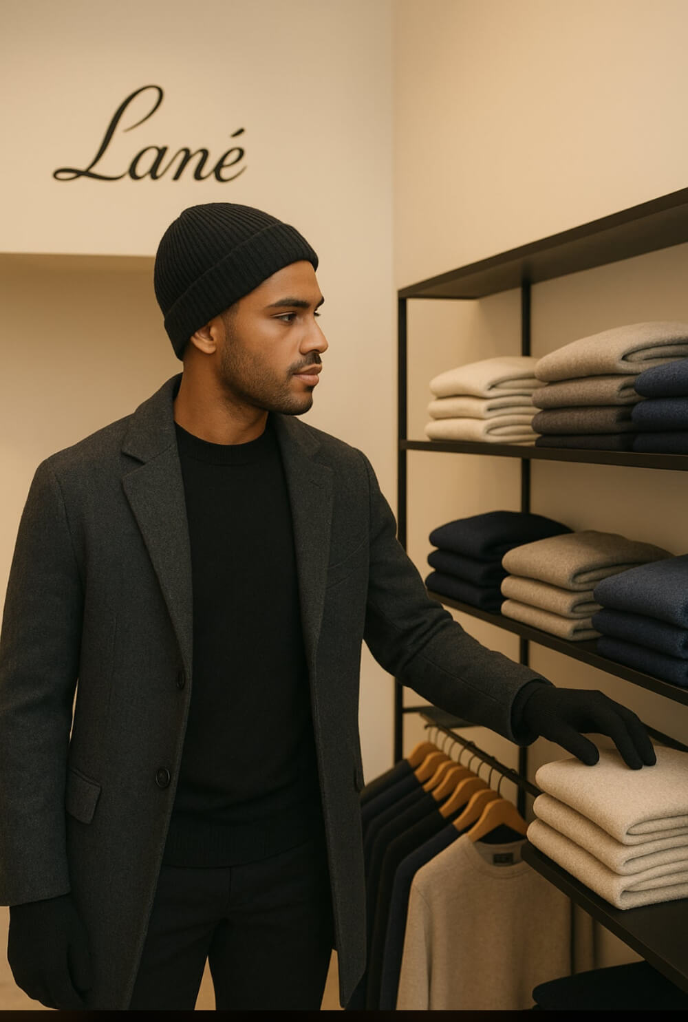 Pullover nero uomo cashmere e e lana girocollo Made in Italy Lanè