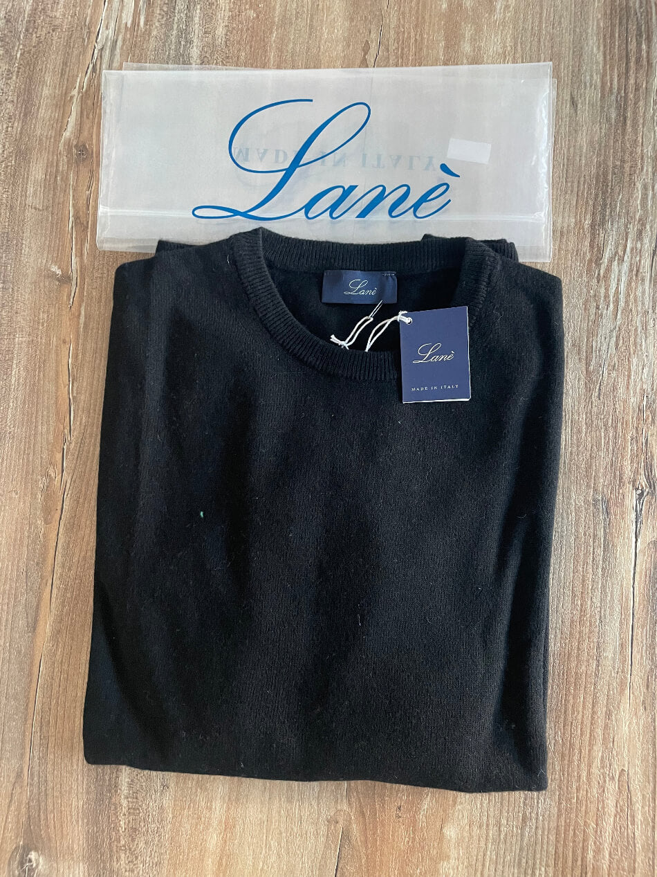 pullover  sottogiacca nero uomo cashmere e e lana girocollo Made in Italy Lanè