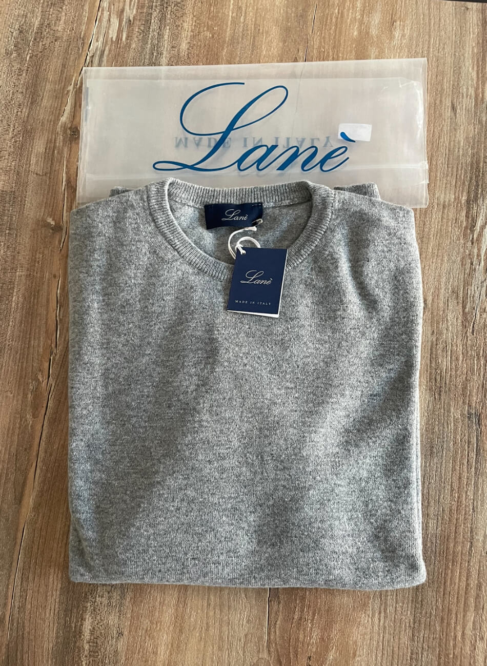 Pullover sottogiacca uomo girocollo grigio cashmere e lana made in Italy Lanè