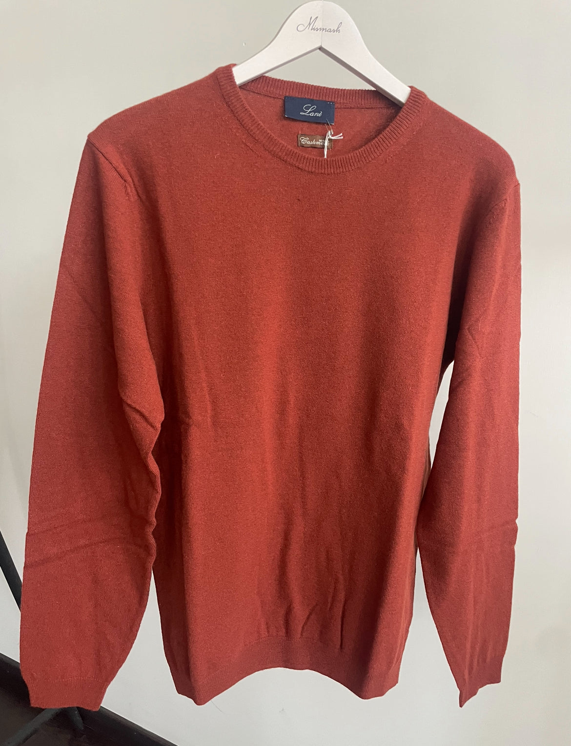 Pullover uomo girocollo terracotta cashmere e lana Made in Italy Lanè