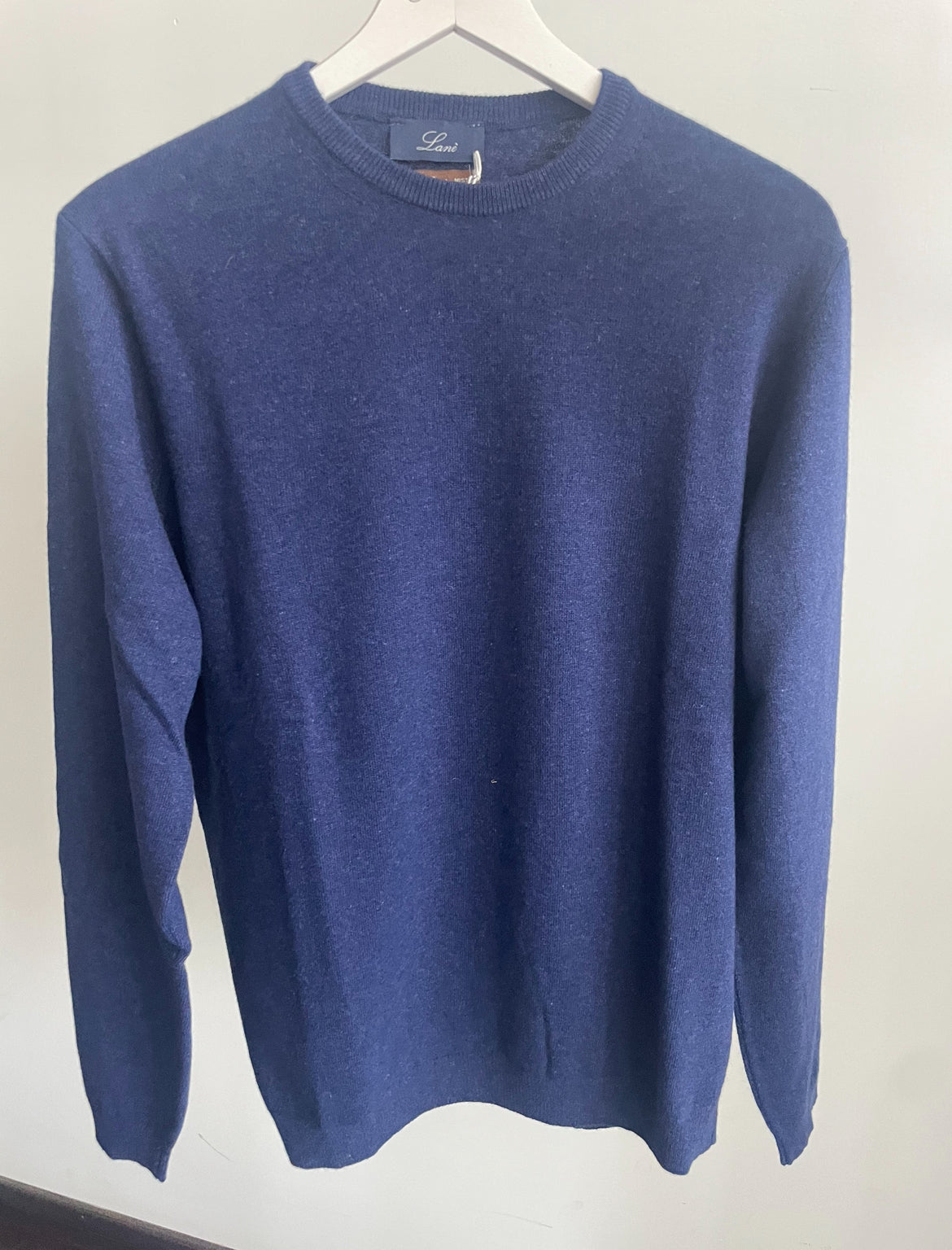 Pullover uomo sottogiacca blu inchiostro girocollo Lanè Made in Italy , lana cashmere viscosa e poliammide 