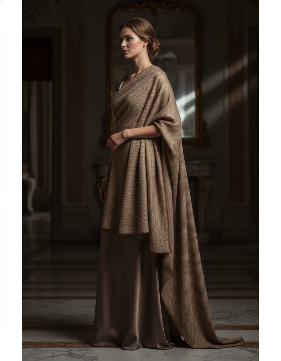 Scialle donna Sciarpa grande marrone  