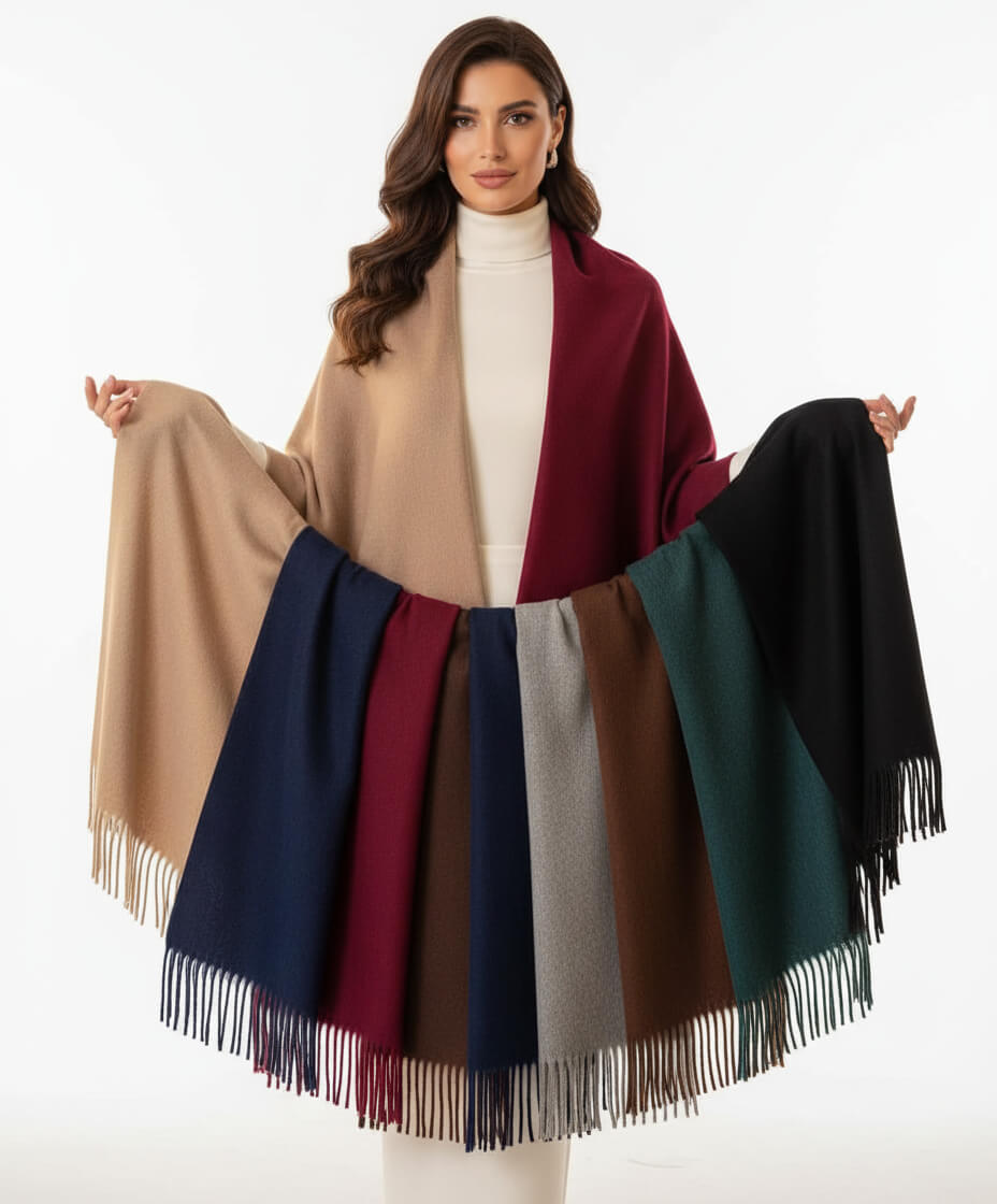 Scialle donna in lana rasata sciarpa grande stola in vari colori