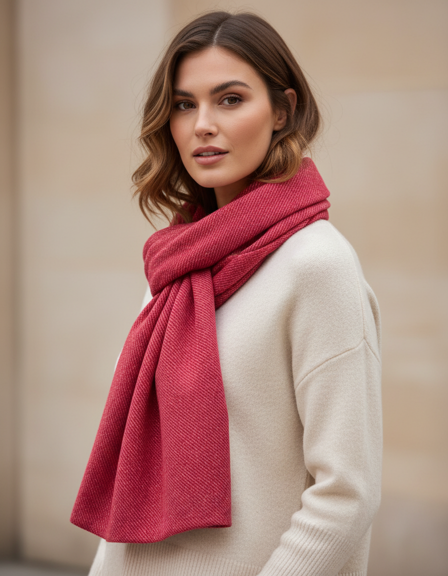 Sciarpa grande Stola donna  rossa  scialle in lana rasata